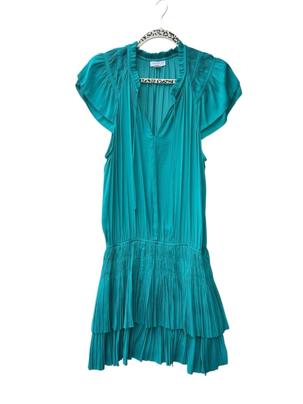 Current Air Aurelie Pleated Teal Mini Dress